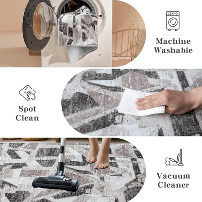 Modern Abstract Door Mat Indoor Entrance 2X3 Front Porch Area Rug Washable, Non-Slip Small Grey Rugs for Entryway Bathroom Ultra-Thin, Throw Carpet for Kitchen Bedroom Nursery Kids Print Faux Wool