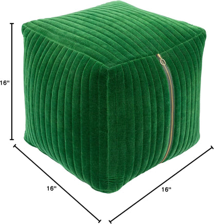 Mark&Day Pouf Ottoman, Rubbach Modern Dark Green Cube Pouf Foot Rest for Living Room, Bedroom and Boho Home Decor (16"x16"x16")