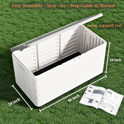 ZZM 110 Gallon Outdoor Deck Box with Wheels, Waterproof Resin Storage Cabinet for Patio