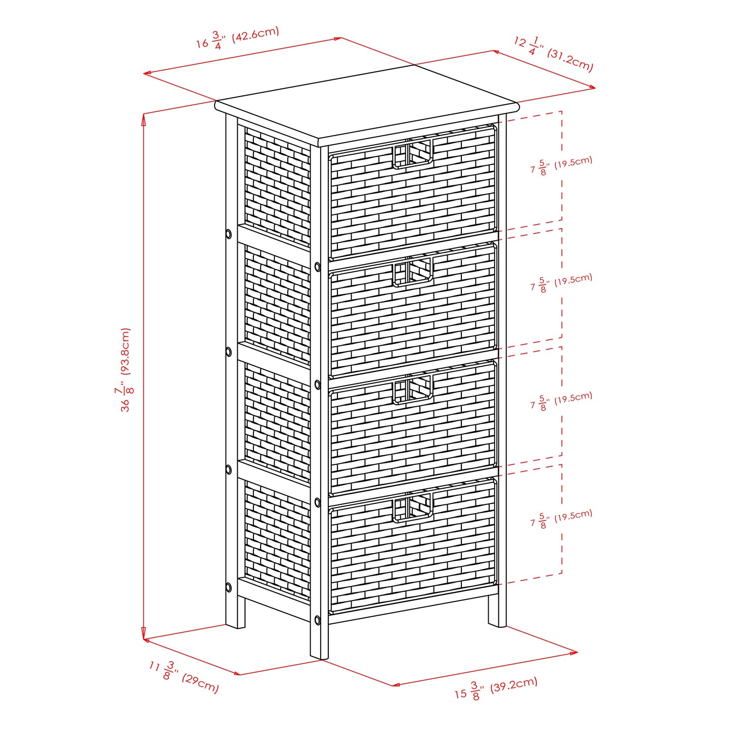 Winsome Omaha Home Storage Rack with 4 Baskets