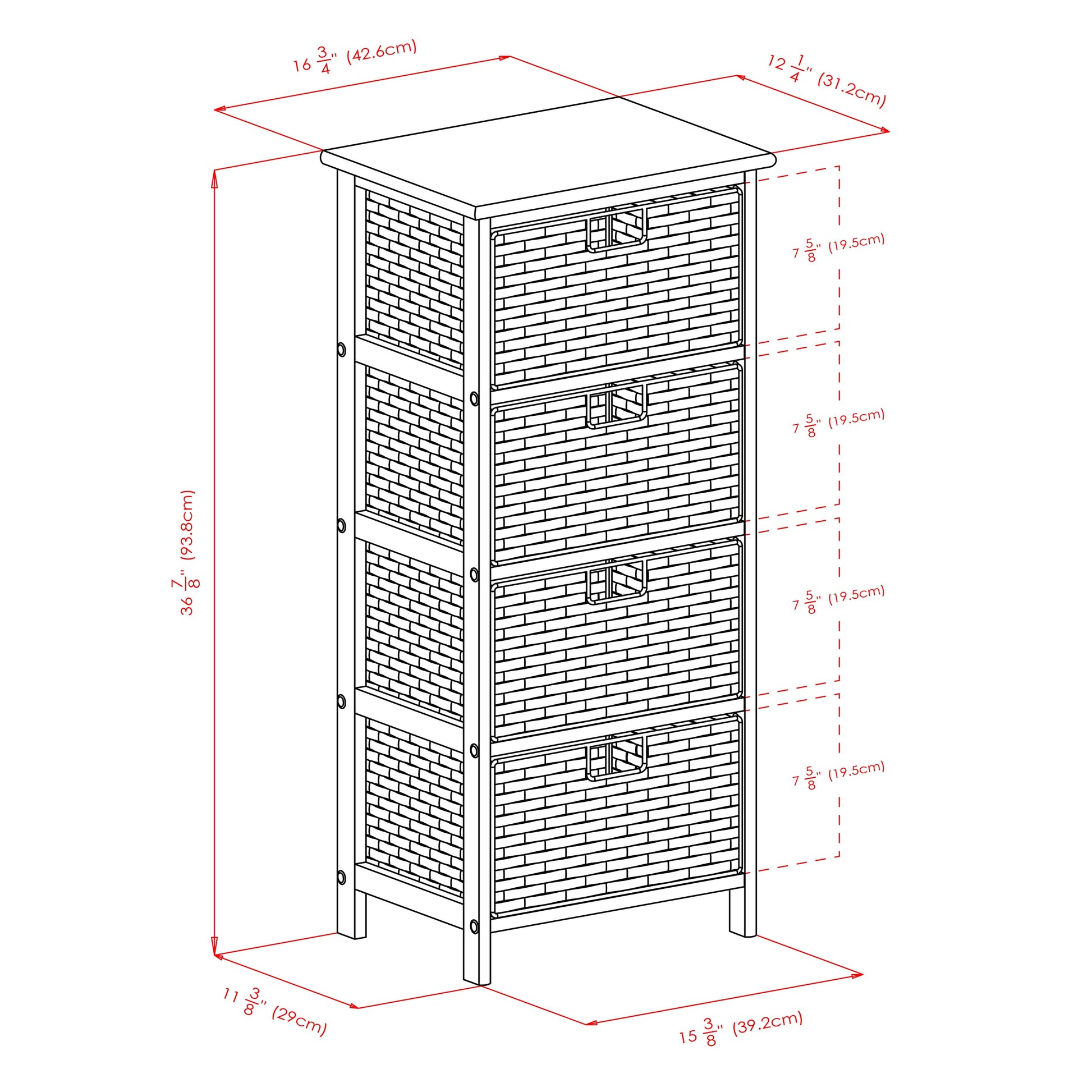 Winsome Omaha Home Storage Rack with 4 Baskets