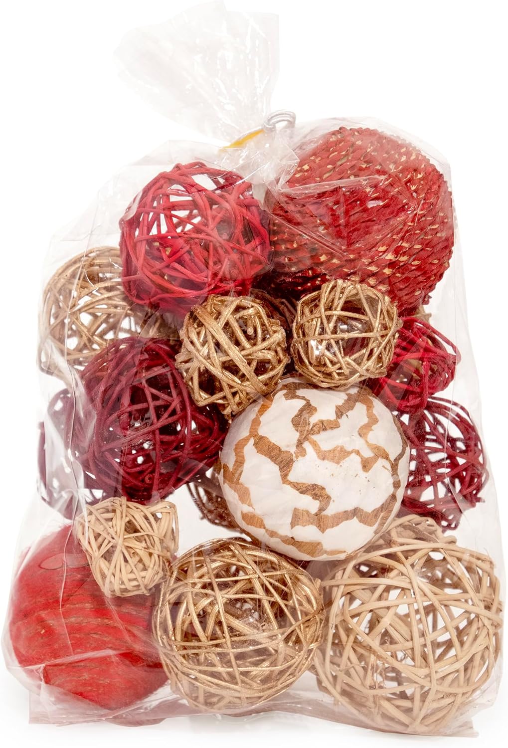 ANDALUCA Decorative Balls Bag Bowl Filler Home Decor (Red Gold)