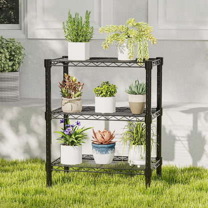 HealSmart 3-Tier Metal Wire Storage Shelves, Adjustable Standing Storage Rack Shelf, Heavy Duty