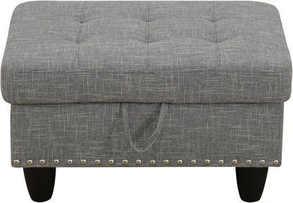 Ottoman Rectangular Storage Ottoman Bench, Flannel Footrest Stool Footstool with Lid for Living Room, Bedroom, Entryway, Gray, 29.1"x18.9"x17.3"
