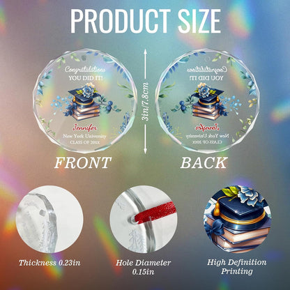 Personalized Graduate Glass Christmas Ornament, Class of 2025 Graduation Picture Ornament Gift for Congrats Son Daughter Friends, Custom Name School Graduation Ornaments Gifts