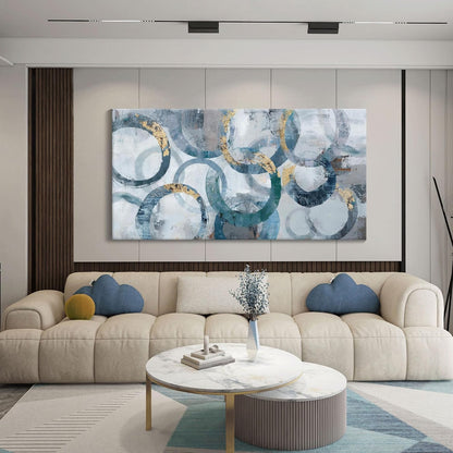 Mofutinpo Abstract Canvas Wall Art for Living Room, Modern Minimalist Wall Pictures Painting - Blue and Teal Room Decorations, cliques Framed Wall Art for Bedroom Office Artwork 20×40IN