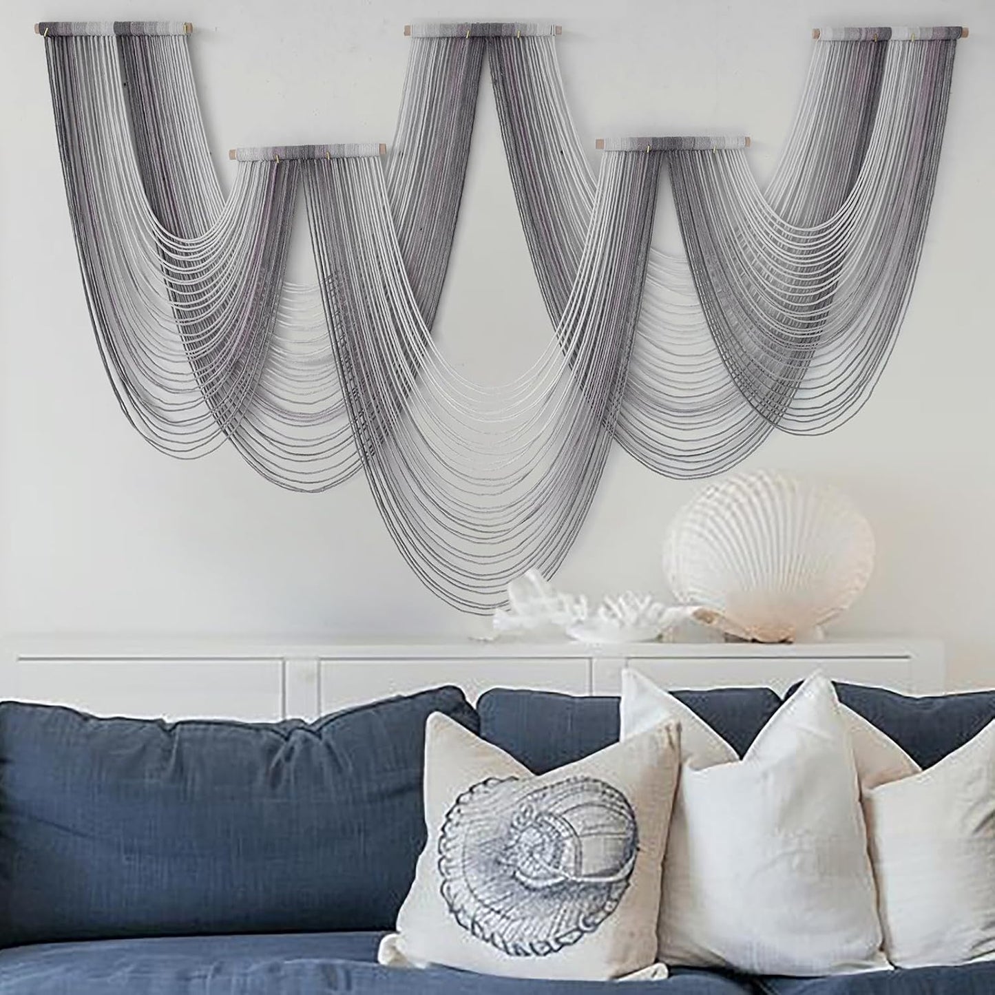 IOWER Large Macrame Wall Hanging Boho Wall Art Handmade Home Decor Dip-Dyed Macrame Wall Decor Wall Art Craftsmanship Fiber Art Boho Chic Wall Decor Modern For Bedroom Livingroom Backdrop