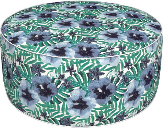 Inflatable Ottoman Stool D31 xH14 for Outdoor/Indoor Use, Water Repellent Patio Foot Rest with