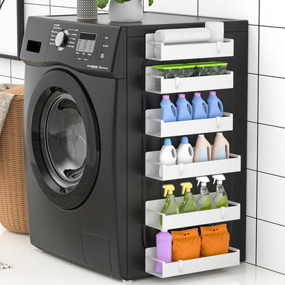 6 Pack Magnetic Spice Rack Organizer for Refrigerator and Oven, White Fridge Organizers and Storage for Kitchen