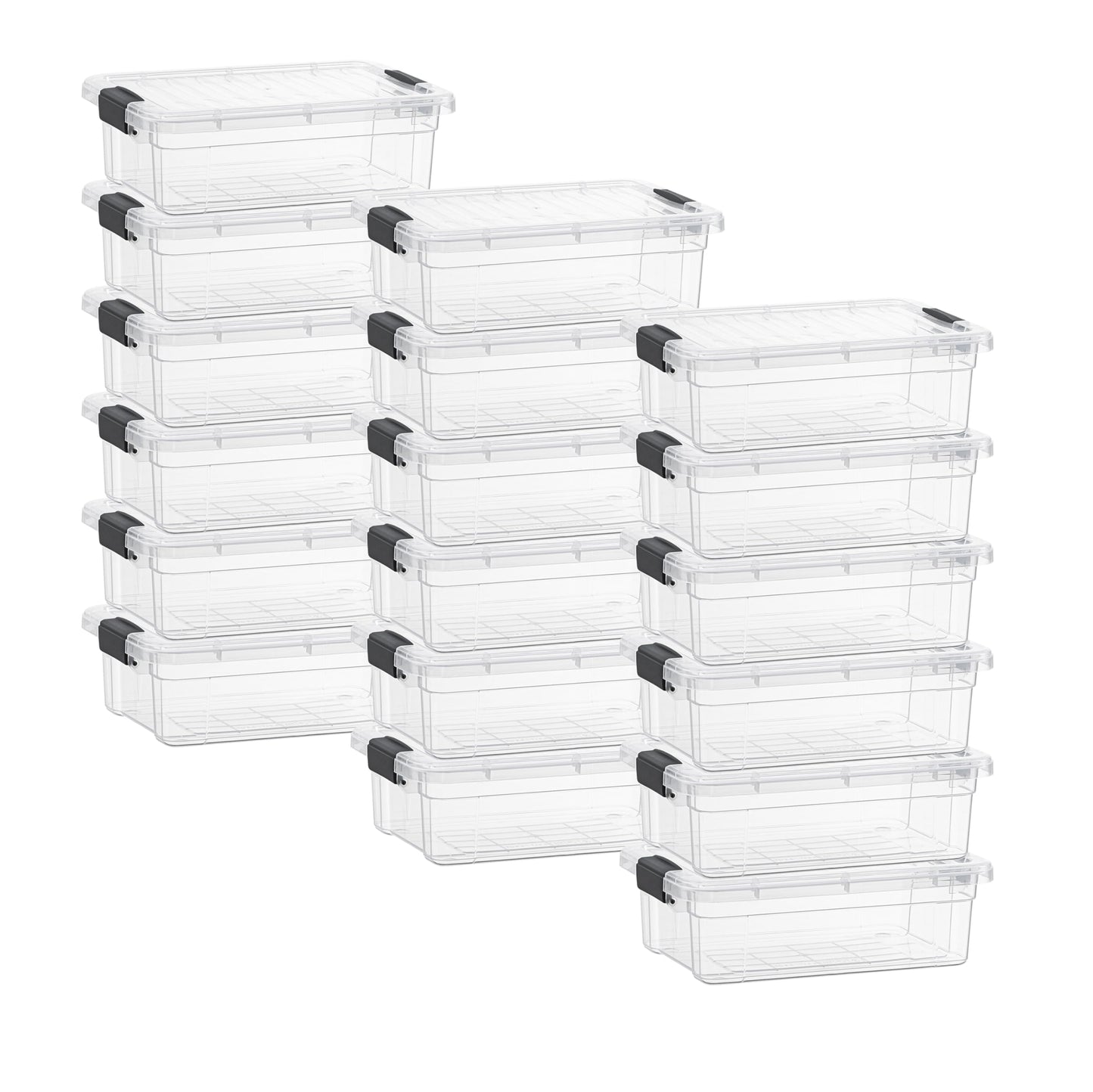 Superio Clear Storage Box with Lid, 2.3 Quart Plastic Container Bins for Organizing, Stackable