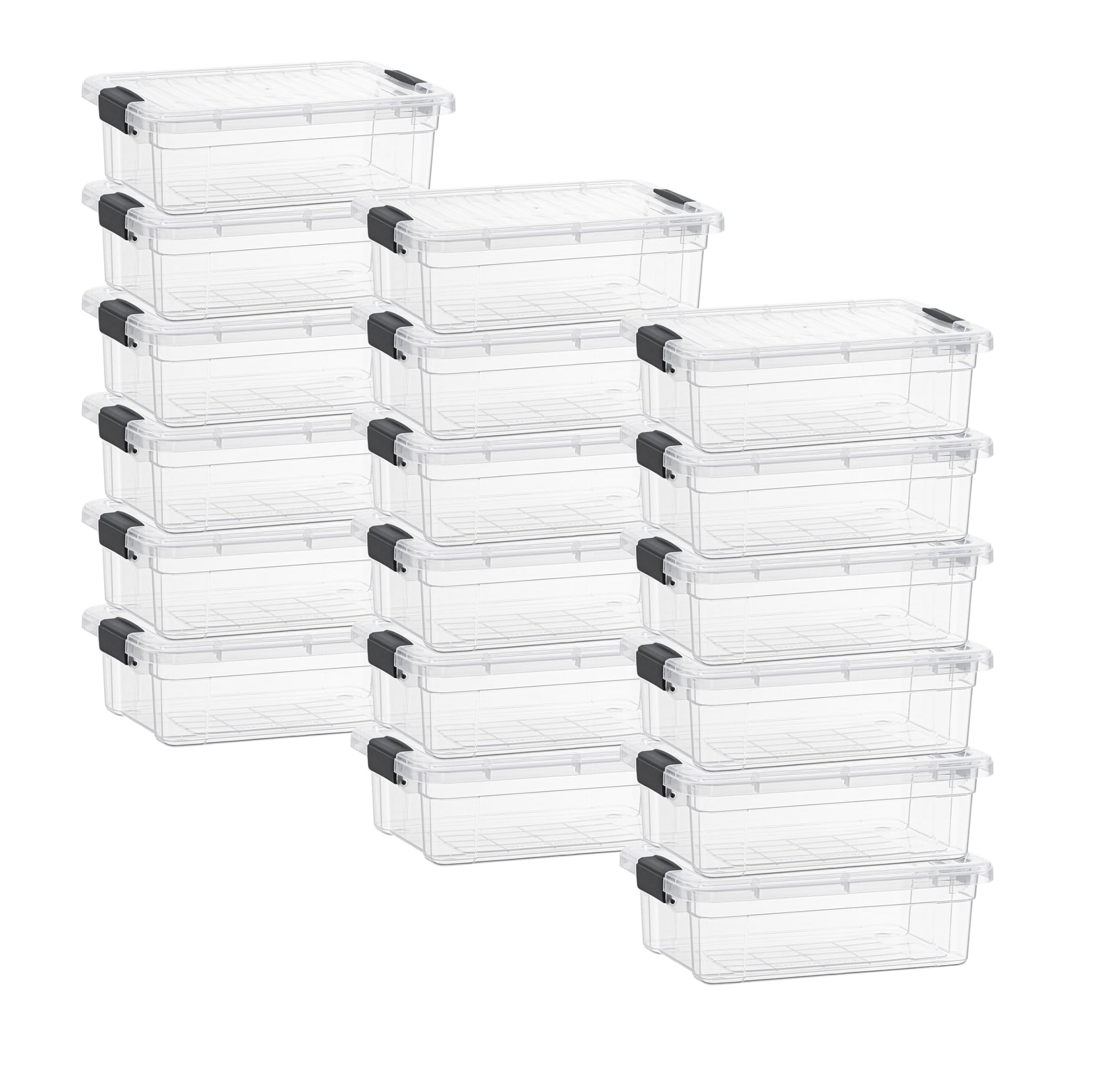 Superio Clear Storage Box with Lid, 2.3 Quart Plastic Container Bins for Organizing, Stackable