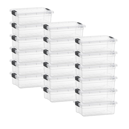Superio Clear Storage Box with Lid, 2.3 Quart Plastic Container Bins for Organizing, Stackable