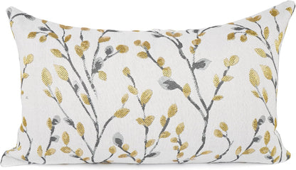 YOUR SMILE Classical Embroidery Jacquard Yellow/Gold Square Decorative Throw Pillow Case Cushion Cover,12x20 inch