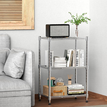 450 lbs Wire Storage Shelving 3-Tier Utility Shelving Unit Steel Organizer Wire Rack for Home,Kitchen,Office,Chrome(11.8" D x 17.7" W x 26.4" H)