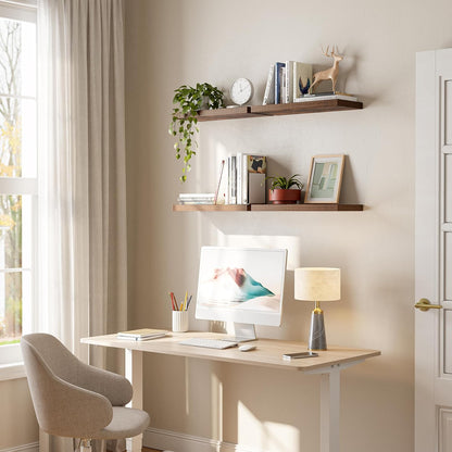 16’’Rustic Brown Floating Shelves for Wall Set of 4,Rustic Wood Shelf for Room Decor/Storage/Display,Small Bookshelf,Wall Mounted Hanging Shelves for Bedroom, Bathroom, Living Room, Kitchen