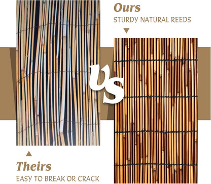 Natural Reed Fencing Rolls,6FT X 16.4FT Reed Screen Curtain Fence Covering Privacy Bamboo for Outdoor Backyard Patio Garden Decorative Fence (Brown)