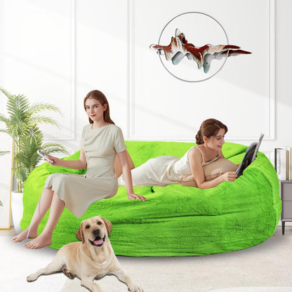 Bean Bag Chair for Adults 5FT,Soft Removable Cover for Teens/Girls Bedroom,Fluffy Giant Round Floor Beanbag Lounger Chairs (No Filler,Green)