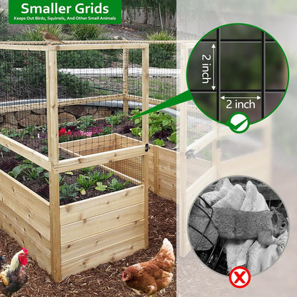 Wire Fence, 36 in(H) X 25 ft(L) PVC Coated Welded Wire Fencing 2" X 2" 16GA Garden Border Vinyl Metal Chicken Wire Fencing Mesh Roll for Yard Vegetable Plant Protection Poultry Netting Black