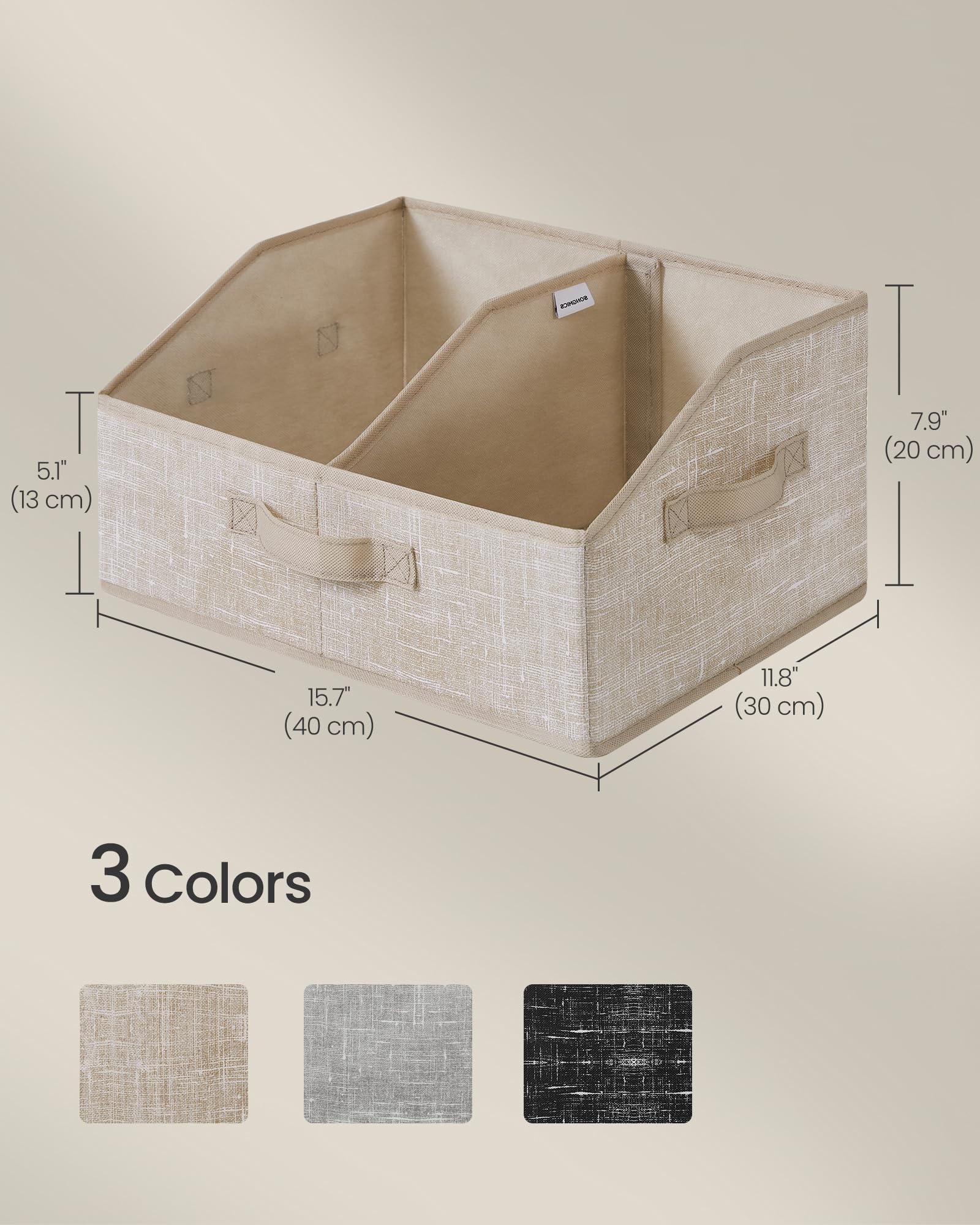 SONGMICS Storage Baskets, Set of 6, Foldable Closet Organizer for Shelves