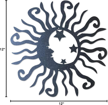 Riverside Designs Wacky Solar Moon Metal Wall Art Steel Outdoor Decor | Heavy-Duty and Waterproof | Made in USA (Black, 12L x 12W)