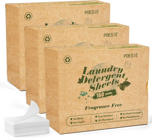 Poesie Laundry Detergent Sheets 3 Pack 480 Count 240 Loads Laundry Detergent for Travel Home Save