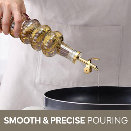 COOK WITH COLOR Glass Olive Oil Bottle Dispenser - 2 Pack- 17oz Oil and Vinegar Cruet - Olive Oil Carafe Decanter for Kitchen