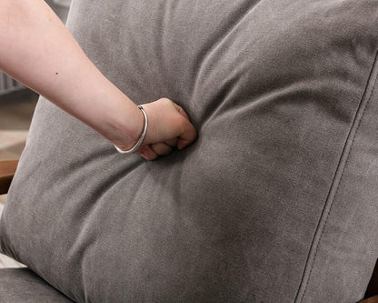 HNY Mid Century Arm Chair, Upholstered Accent Armchair with Wood Frame and Canvas Cushions, Leisure Reading Chair Slipper Chair for Living Room, Bedroom, Gray