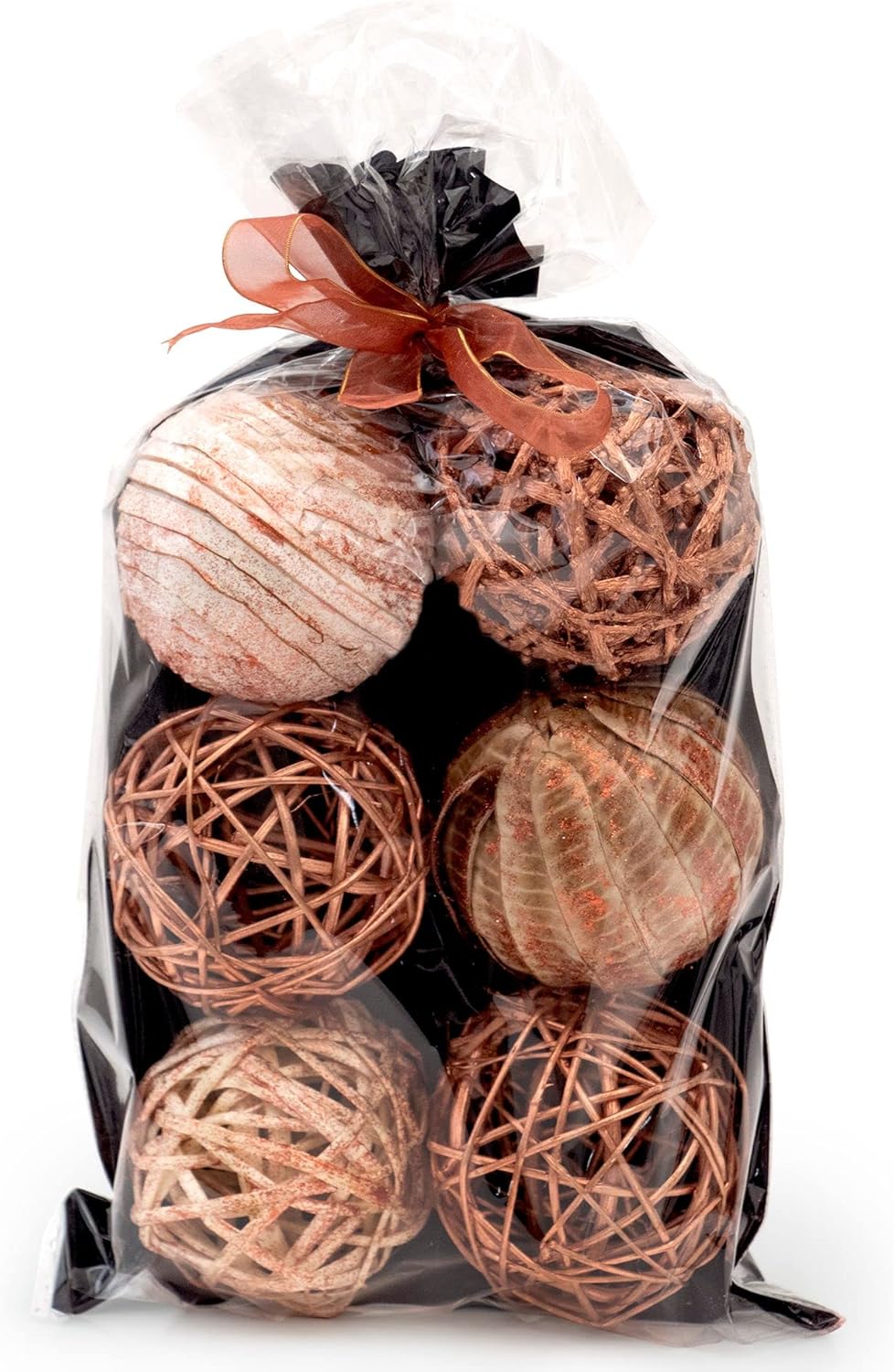 ANDALUCA Decorative Vase Filler Bag with Orbs, Balls (Rustic Copper)
