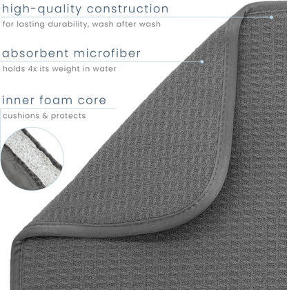 S&T INC. Dish Drying Mat Jumbo, 18” x 30”, Absorbent Microfiber Kitchen Counter Mat, Dish Drying Pad for Dishes, Utensils, Pots and Pans, Jumbo, Charcoal