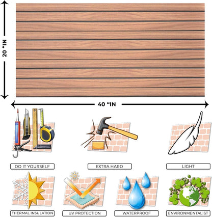 IZODEKOR 3D Wood Effect Wall Panels - Faux Wood Paneling for Living Room, Kitchen, Bathroom and More | Natural Wood Look | Easy Application | Land of Journey - Pack of 5, Covers 25 sq ft