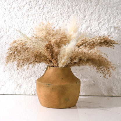 Mitt&Ditt Ceramic Flower Vase, 5.3 inch Pottery Farmhouse Rustic Vase, Handcrafted Weathered Vases, Small Flower Terracotta Vases for Home Decor, Living Room, Table, Shelf, Mantel