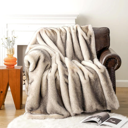 BATTILO HOME Luxury Fluffy Faux Fur Throw Blanket, Cozy Warm Fur Blanket for Couch Sofa, Plush Fuzzy Fur Throws with Long Pile & Brushed Tips, 60"x80"