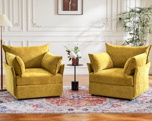 Oversized Accent Chair, Upholstered Modern Sofa Chair with Removable Backrest & Detachable Cover