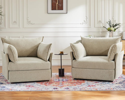 Oversized Accent Chair, Upholstered Modern Sofa Chair with Removable Backrest & Detachable Cover