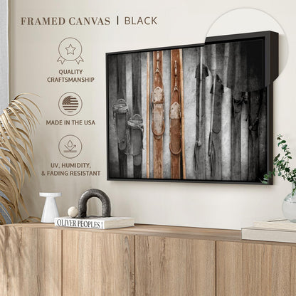 ElephantStock Ski Collection Wall Art - Horizontal Framed Canvas - 1-Piece Bathroom Wall Decor - Photography sports Canvas Print - Brown and Black Decor for Wall - 25" X 17"