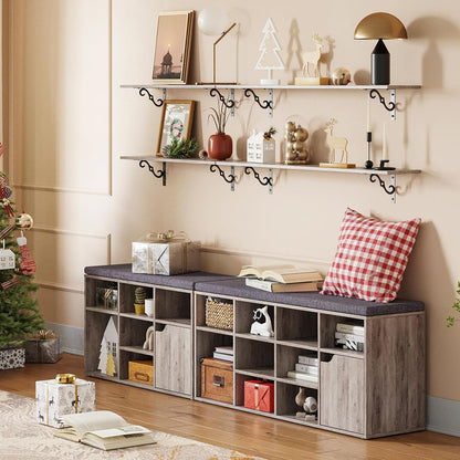 DINZI LVJ Long Wall Shelves, 39.4 Inch Large Floating Shelves Set of 2, Wide Display Shelf Wall Mounted with Brackets, Easy Hanging for Living Room, Toilet, Office, Bedroom, Greige