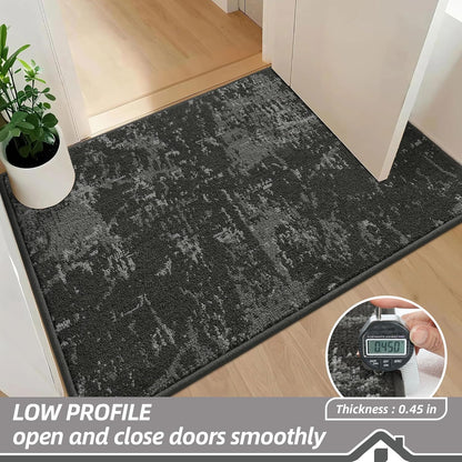 BEQHAUSE Dirt Trapper Door Mat 24"x36" Non-Slip Door Mats Washable Entryway Rugs Stain Resistant Doormat Absorbent Welcome Floor Mat for Front Back Door, Muddy Wet Shoes & Paws,Dark Grey