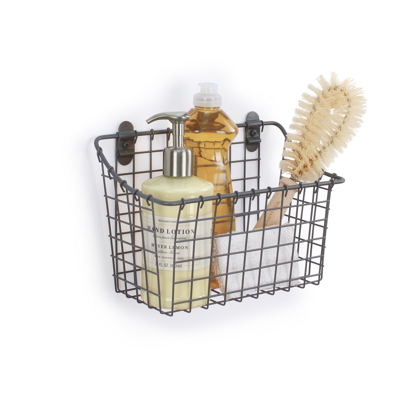 Spectrum Large Wall Mounted Wire Basket Industrial Gray Kitchen Wall Mount Organizer Storage