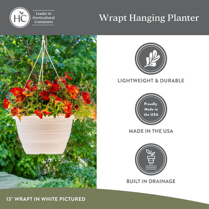 The HC Companies Wrapt Hanging Planters - Lightweight Plant Pot Hanger for Hanging Plants, Vegetables & Herbs - Outdoor & Indoor Hanging Basket for Plants (13" Green, Pack of 2)