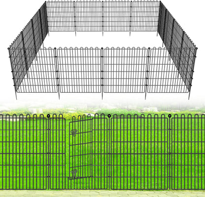 20 Panels No Dig Decorative Garden Fence with 2 Gates for Yard, 32 in(H) X 47.2 ft(L) Animal Barrier Fencing for Outdoor Dog, Metal Portable Garden Fences for Borders, Pets, Landscape, Temporary Fence