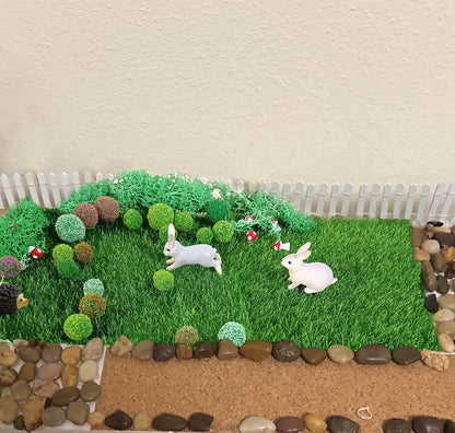 Miniature Garden Accessories, 36Pcs, 6in x 6in Fairy Artificial Grass, Fake Moss, Mini Fairy Garden Grass, Fairy Garden kit for Dollhouse Decoration Plant House Decor