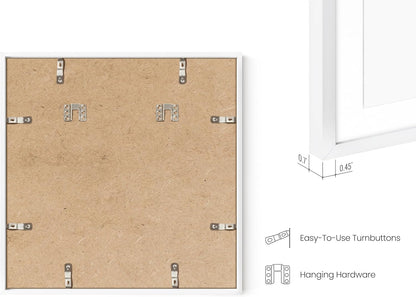 HAUS AND HUES 16x16 White Metal Picture Frames Matted to 12x12 - Features Premium Aluminum & Hanging Hardware, Shatterproof Plexiglass - Ideal for Home, Room, Office (16x16 in, White, Set of 15)