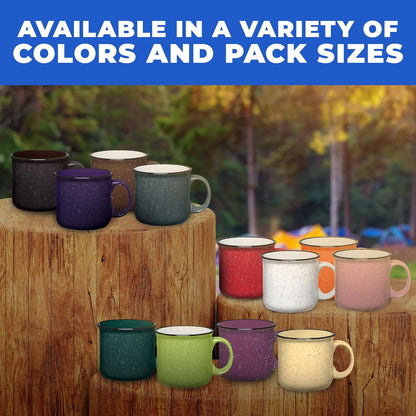 Set of 8 Ceramic Campfire Mugs – 15 Oz, Cobalt Blue – Coffee & Tea Cups for Home, Work, Travel, Camping – Customizable, Great for DIY, Events, Companies