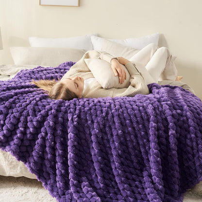 NEWCOSPLAY Super Soft King Blanket Purple Premium Silky Flannel Fleece 3D Clouds Stylish Jacquard Lightweight Bed Blanket All Season Use 350GSM (Purple, King(90"x110"))