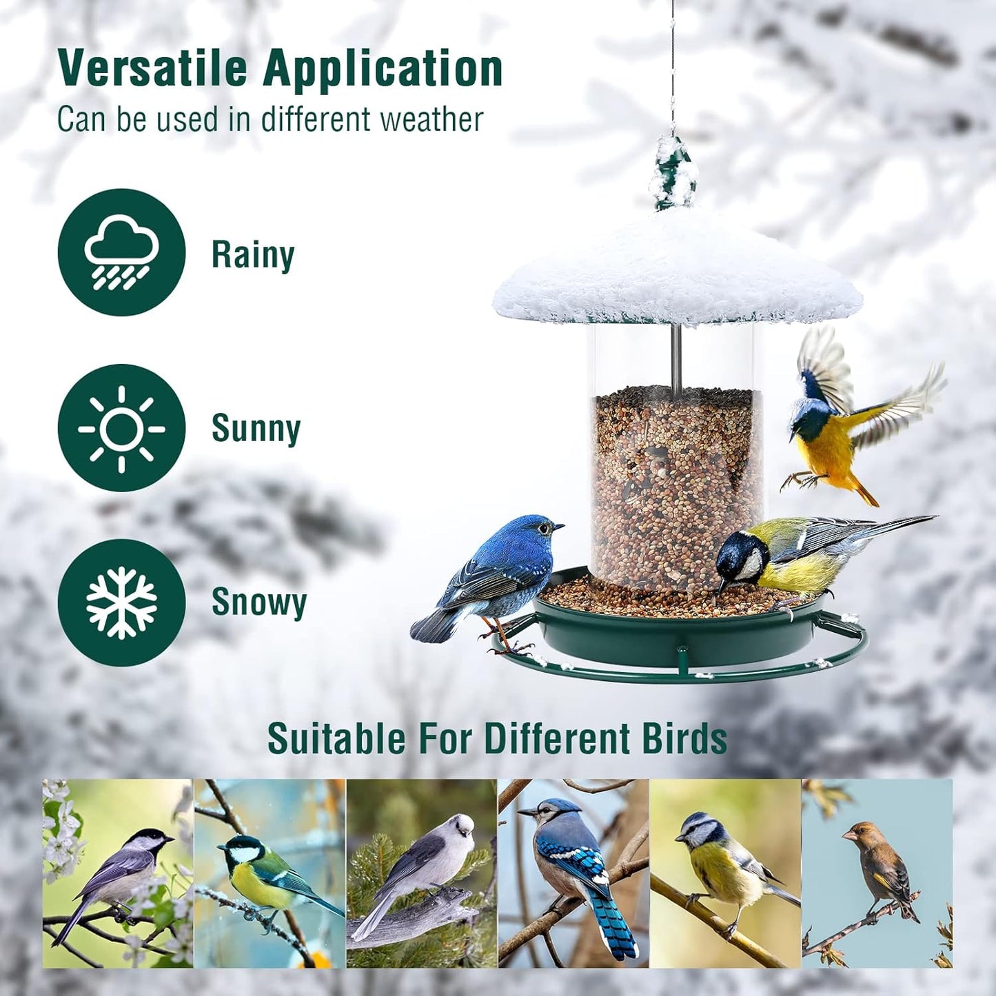 Pack of 2 Bird Feeder for Outdoor Hanging. Green