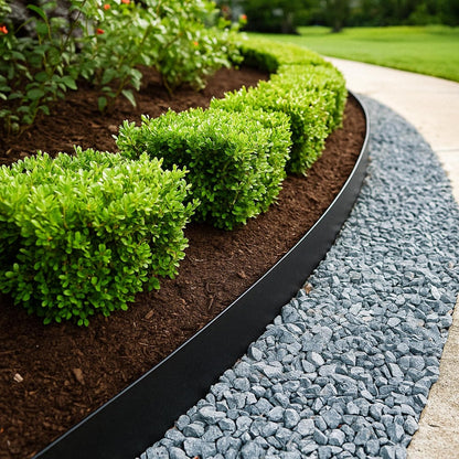 Greaner 6 Inch Tall Landscape Edging Border, 40FT Border Edge for Landscape with 71 PCS Spikes, Plastic Yard Edging for Flower Beds, Paver Pathway, Lawn, Walkway(Black)