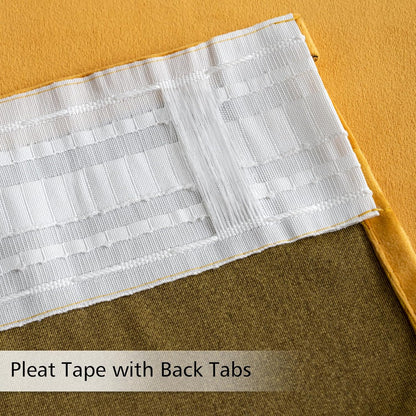 MIULEE Mustard Yellow Velvet Curtains 84 Inches Long 2 Panels - Pinch Pleated Room Darkening Curtains for Bedroom Living Room Blackout Thermal Insulated Super Soft Fall Window Drapes Back Tab