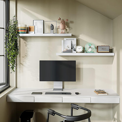 BAMEOS Floating Shelves,40 in W x 8in D Wall Mounted Wooden Shelves with Invisible Brackets Set of 2, Hanging Wall Shelves Decoration for Bedroom, Bathroom, Living Room and Kitchen