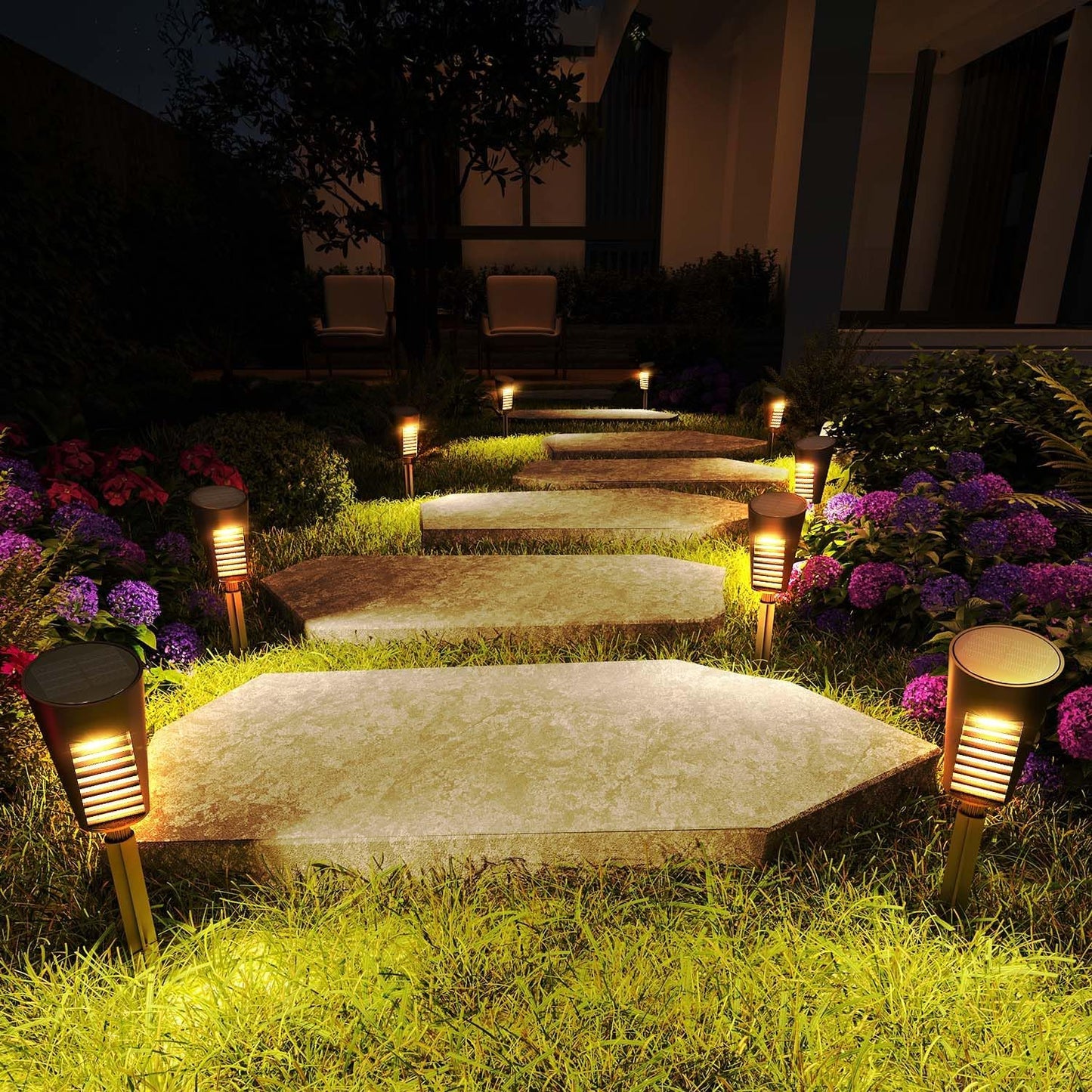 Solar Lights Outdoor Pathway 6 Pack, Solar Pathway Lights Outdoor Auto On/Off Waterproof Garden Landscape Lighting for Path, Yard, Walkway, Driveway, Lawn, Patio, Outside Decor, Warm White