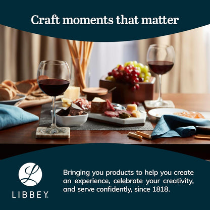 Libbey Vina Red Balloon Wine Glasses, 18.25 Oz Elegant Large Red Wine Glasses Set of 6, Long Stem Glass Wine Glasses for Weddings, Birthdays, and More